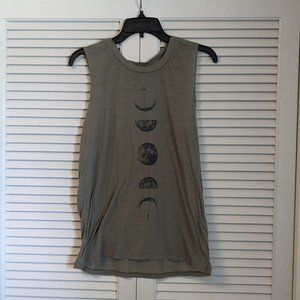 Olive Tank Top with Moon Phases